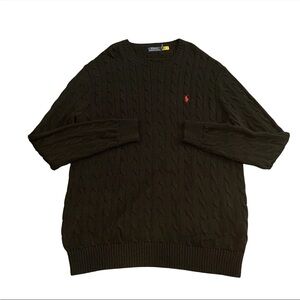 Polo Ralph Lauren Cable Knit Sweater Mens XLT Black 100% Cotton Smart Casual